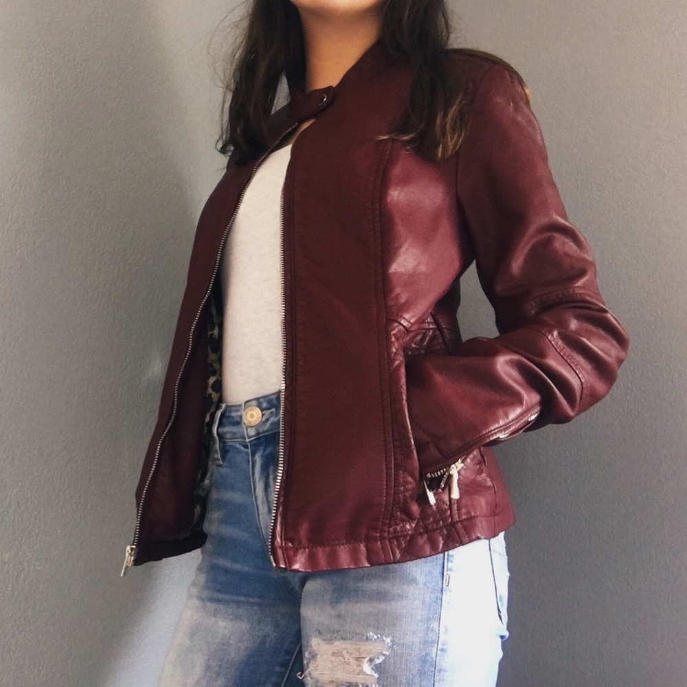Red Faux Leather Jacket